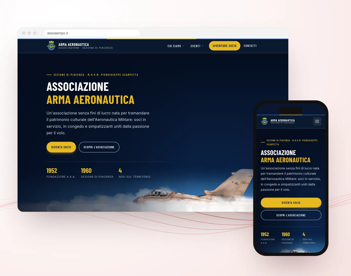 Il sito Associazione Arma Aeronautica realizzato da GoticoWeb
