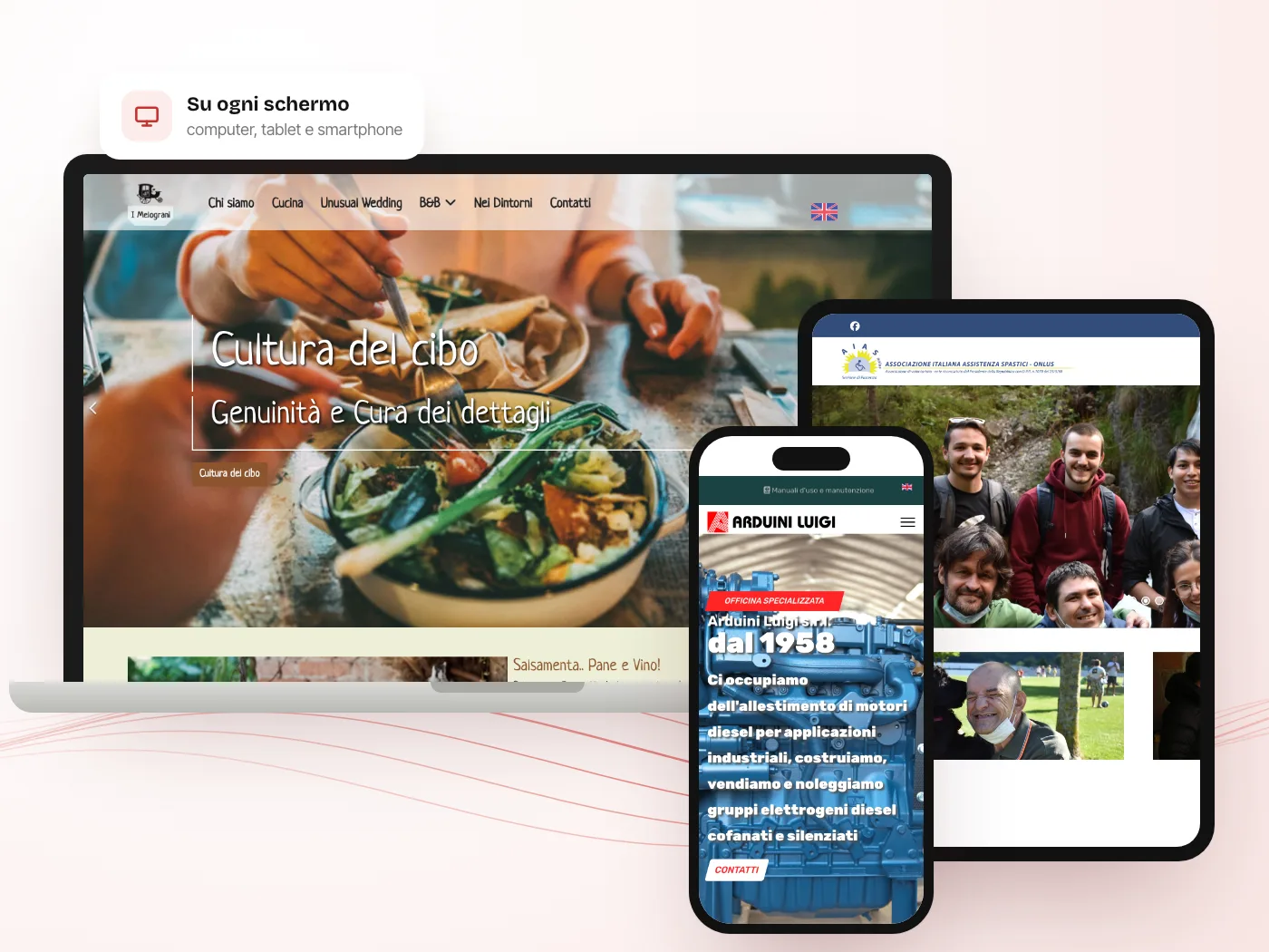 Siti realizzati da GoticoWeb su computer, tablet e smartphone: Locanda dei Melograni, A.I.A.S. Piacenza e Arduini Luigi