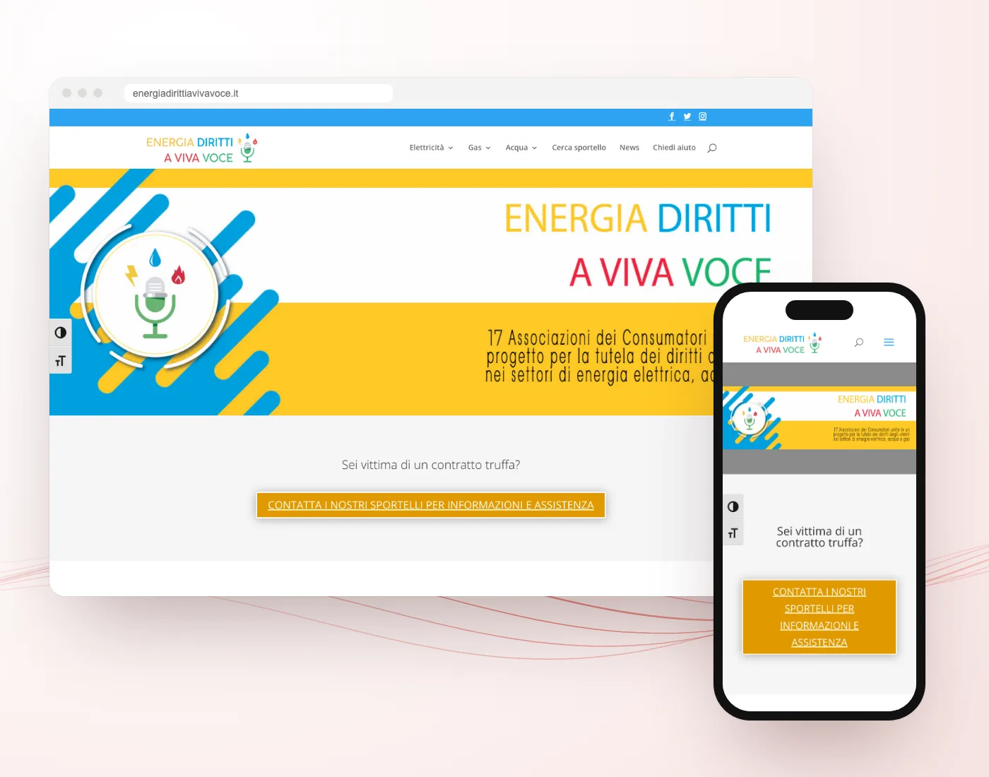 Il sito Energia: diritti a Viva Voce realizzato da GoticoWeb