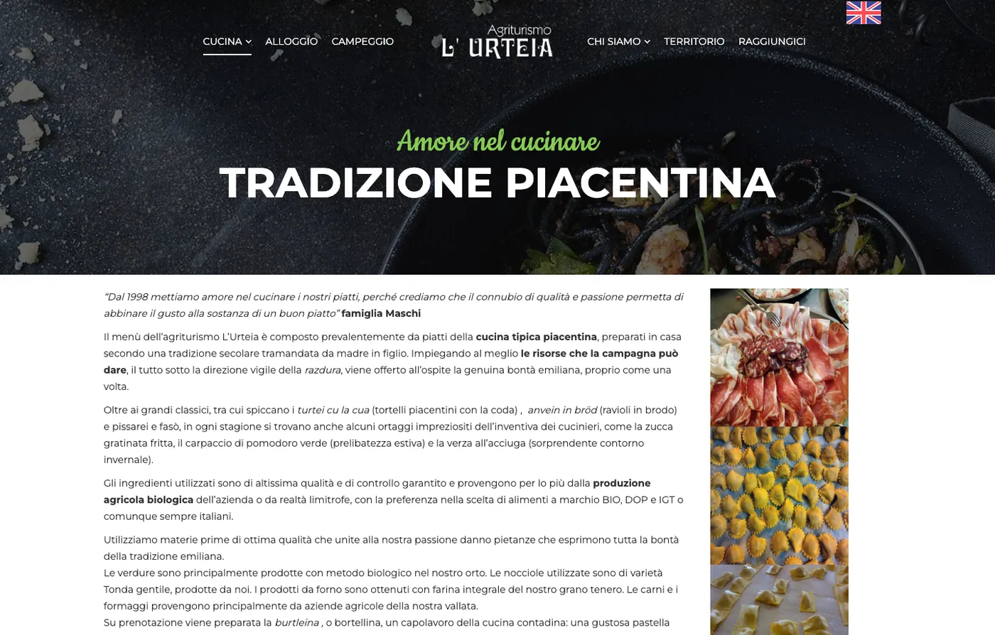 La pagina della cucina tipica piacentina dell'Agriturismo L'Urteia