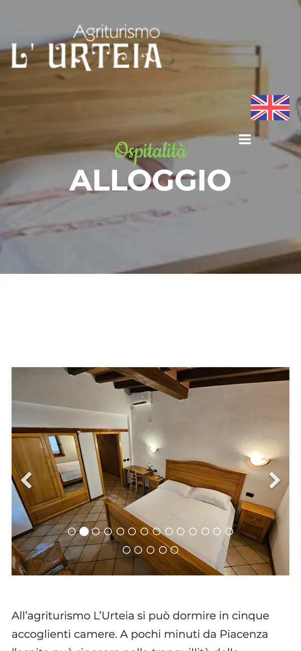 La pagina dell'alloggio dell'Agriturismo L'Urteia vista dal telefono
