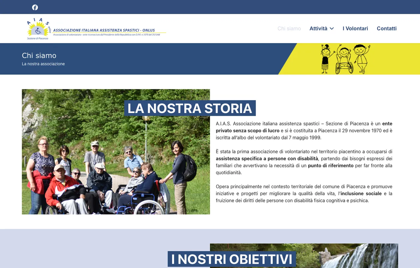 La pagina Chi siamo del sito di A.I.A.S. Piacenza