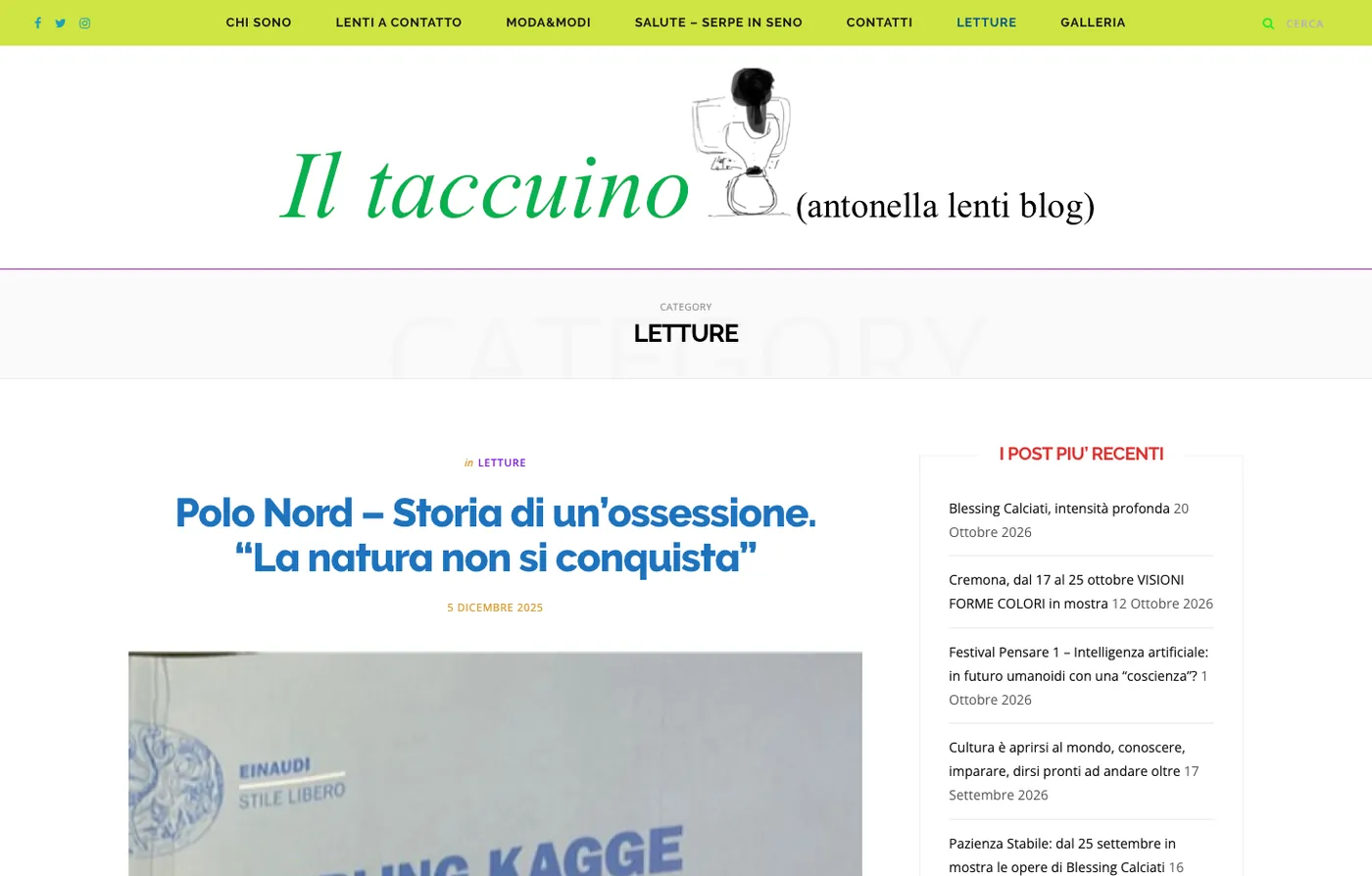 La rubrica Letture del blog di Antonella Lenti