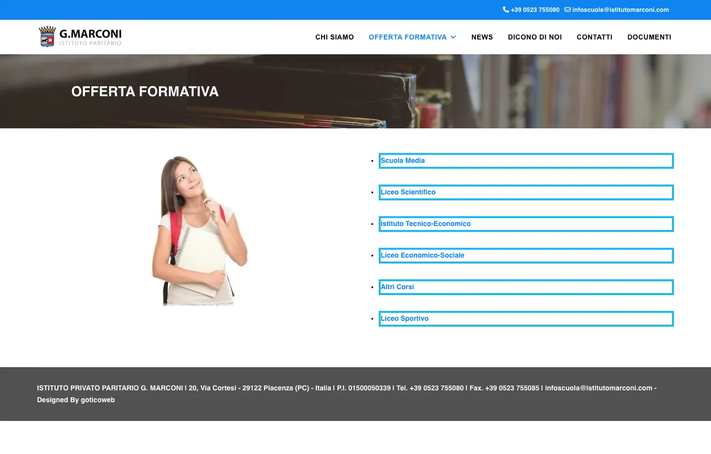 La pagina dell'offerta formativa dell'Istituto G. Marconi