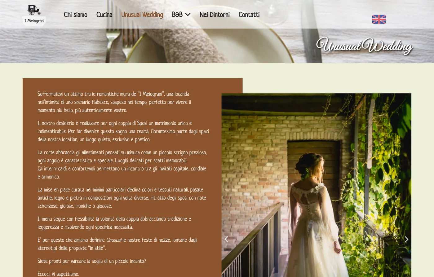 La pagina Unusual Wedding della Locanda dei Melograni