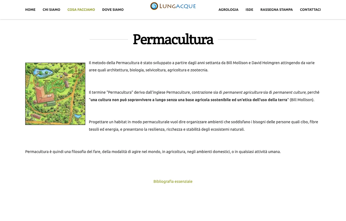 La pagina sulla permacultura del sito di Lungacque
